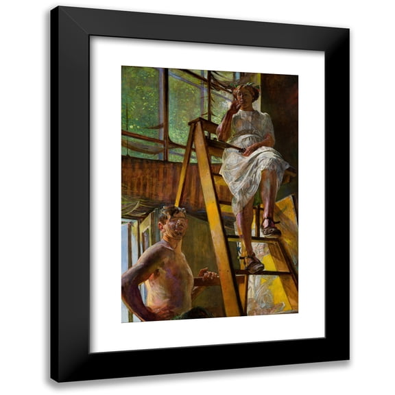 Jacek Malczewski 11x14 Black Modern Framed Museum Art Print Titled - Satyr and a Model (1913)