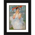 thumbnail image 1 of Jacek Malczewski 11x14 Black Ornate Wood Framed Double Matted Museum Art Print Titled: Portrait of a Woman with Rowanberry (1917), 1 of 5