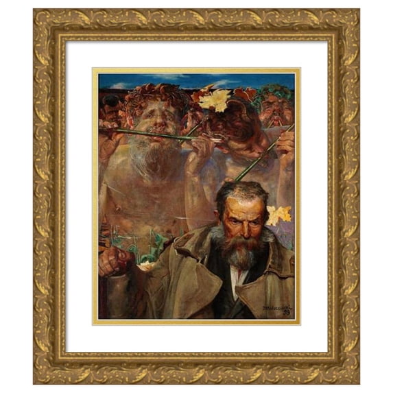 Jacek Malczewski 12x14 Gold Ornate Wood Frame and Double Matted Museum Art Print Titled - Story of a Song - Portrait of Adam Asnyk (1899)