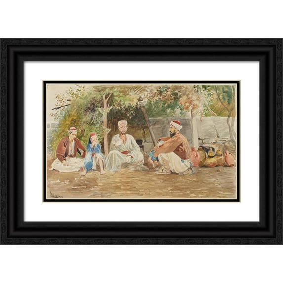 Jacek Malczewski 14x10 Black Ornate Wood Framed Double Matted Museum Art Print Titled: Genre Scene from Asia Minor (1884)