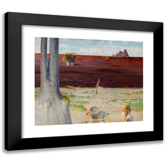 Jacek Malczewski 14x12 Black Modern Framed Museum Art Print Titled - My Life - Left Section of the Triptych (1912)