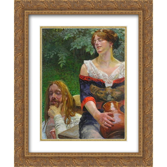 Jacek Malczewski 2x Matted 20x24 Gold Ornate Framed Art Print 'Christ and the Samaritian Woman'