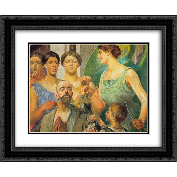 Jacek Malczewski 2x Matted 24x20 Black Ornate Framed Art Print 'Tobiah and the Fates'