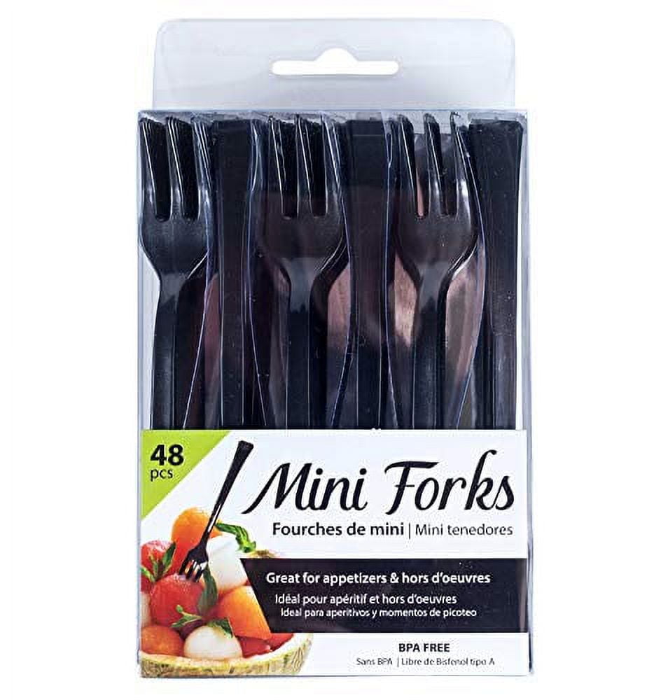 Jacent 48 Count Black Mini Appetizer Forks, 1Pack
