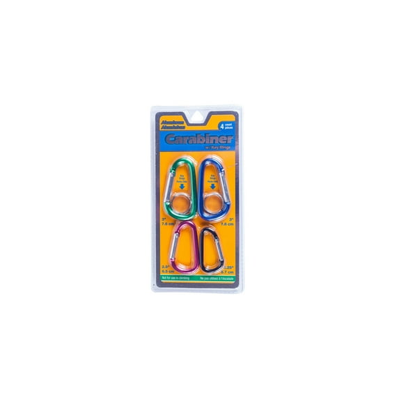 Jacent Aluminum Spring Loaded Carabiner with Key Ring  Assorted Sizes and Colors (Pack of 8)