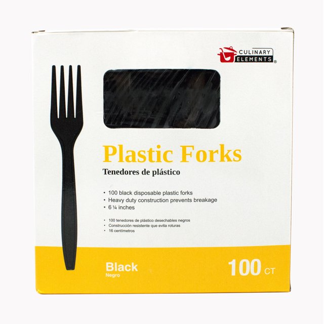 Jacent Disposable Black Plastic Forks, Plastic Cutlery Utensils for Parties, Picnics, Office