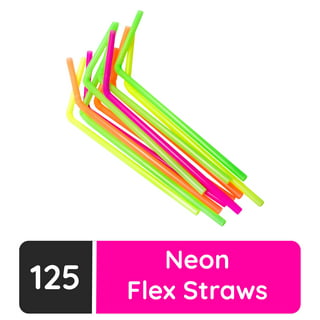 11 inch Long Flexible Straws with Caps Bag of 10 : adjustable, reusable