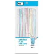 Jacent Flex Straws Assorted Stripe Colors 125-Count Bag Pack of 8