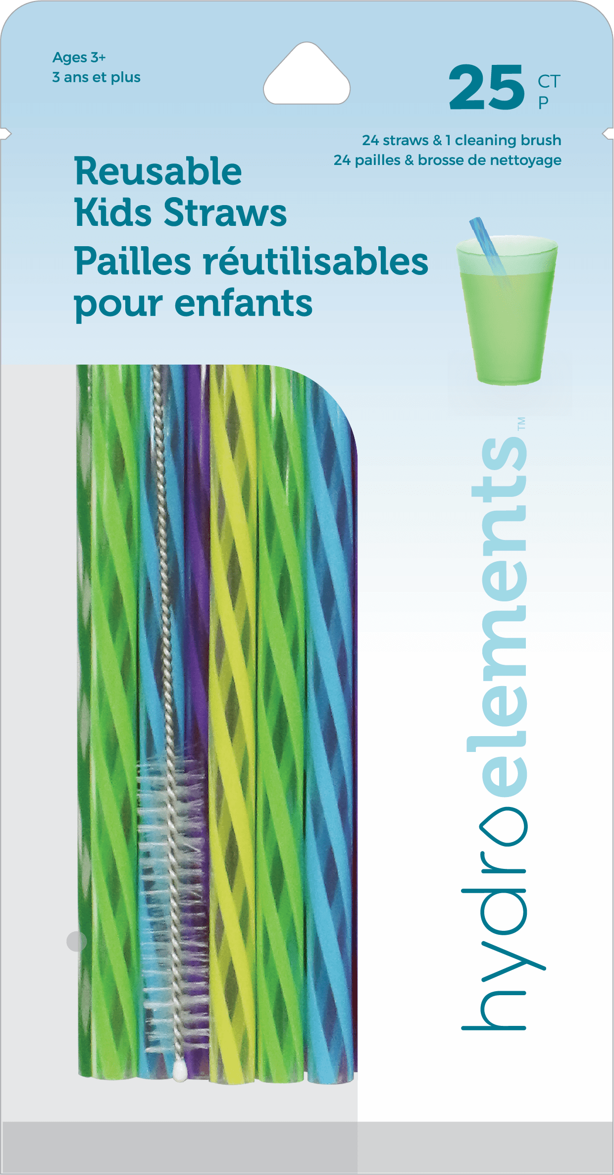 Kids Straws With Cleaning Brush 25 Count