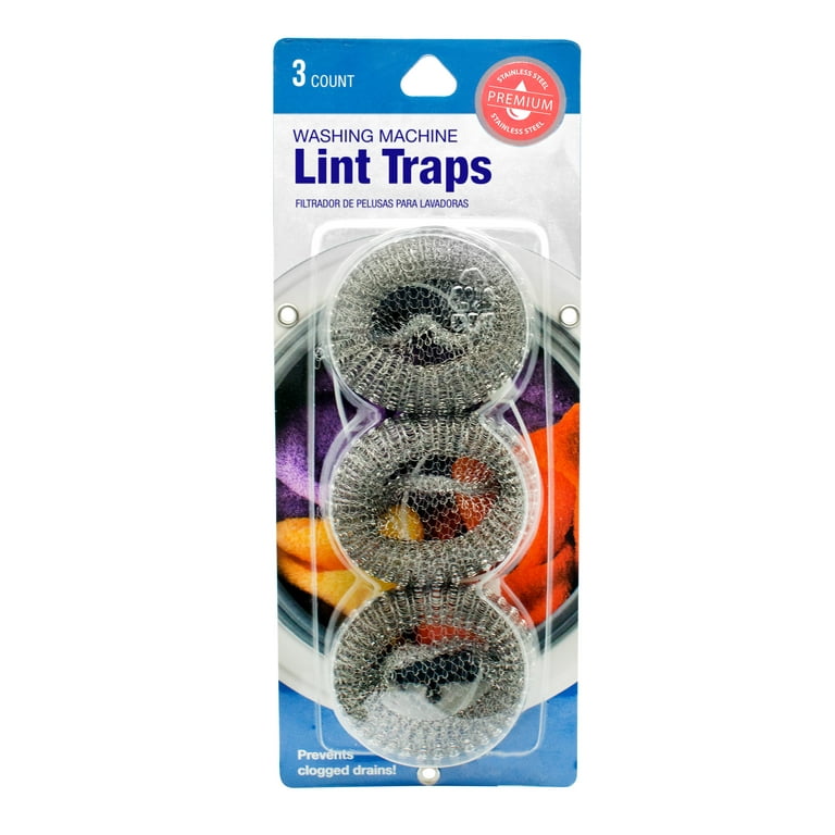 Jacent Stainless Steel Washing Machine Lint Traps: Washer Lint Trap with  Cable Ties - 3 Count per Pack 