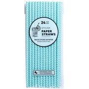 Jacent Stylish Biodegradable Paper Straws, 24 Count per Package, Blue, 1-Pack