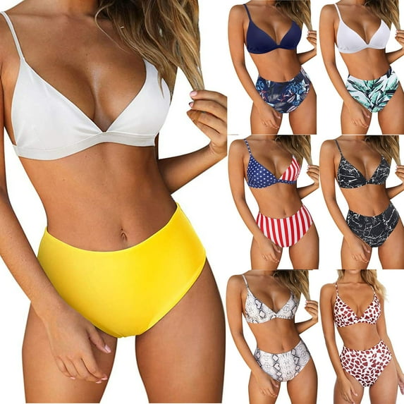 Jacenvly 2024 Bikinis for Juniors 2 Piece Breathable Women Bandeau Padded Push Up Swimsuit Swimwear Beachwear Swimwear Bikini Set Multicolor New Style Beach Bikini Wrap Black