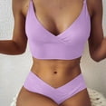 thumbnail image 1 of Jacenvly 2024 Bikinis for Juniors 2 Piece Clearance Breathable Bra Pad No Steel Quick Drying Single Wearing Floral Bikini Swimsuit Split Suit Solid New Style Beach Bikini Wrap Purple, 1 of 6