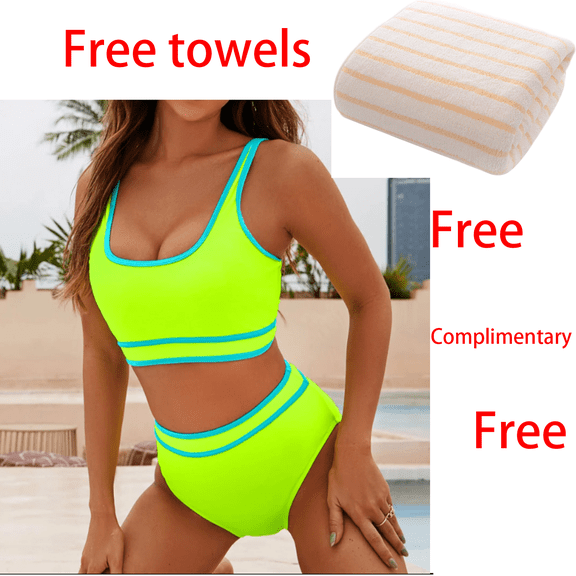 Jacenvly 2024 Bikinis for Juniors 2 Piece Breathable Swimsuits for Women 2 Piece Hawaiian Swim Cami Bra and Ruffles Bathing Sets Beachwear Solid New Style Beach Bikini Wrap Yellow