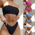 thumbnail image 1 of Jacenvly 2024 Bikinis for Juniors 2 Piece Breathable Women's Fashion Split Swimsuit Solid Casual Bikini Swimsuit Multicolor New Style Beach Bikini Wrap Black, 1 of 9
