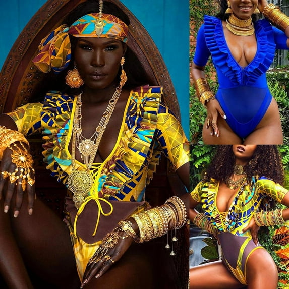 Jacenvly 2024 Bikinis for Juniors 2 Piece Comfortable Women Print Bikini Set Swimwear Push-Up Padded Bra Swimsuit Beachwear Tropical Fashion Beach Bikini Wrap Blue
