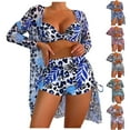 thumbnail image 1 of Jacenvly 2024 Cover-Up Split Three-Piece New Style Long Sleeve Swimsuit Floral with Cover up Surfing Swimwear Soft Women'S Printed Bikini Straps Bikini Split Set Three Piece Set Hot Pink, 1 of 11