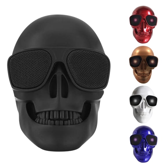 Jacenvly 2024 New Alarm Clock Radio Portable Skeleton Skull Bluetooth Wireless Speaker 15W Bt4.0 Fm Radio Wireless Speaker Blue