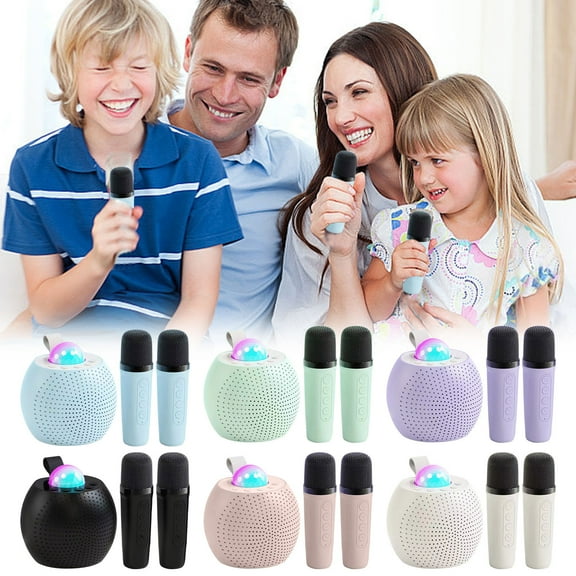 Jacenvly 2024 New Alarm Clock Radio Speaker Microphone Wireless Portable Karaoke Be Made One Machine Bluetooth Speaker Home Karaoke Gift Black