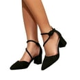 thumbnail image 1 of Jacenvly 2024 New High Heeled Thick Heeled Pointed Suede Single Shoe Mutual Strap Roman Women's Shoes Black Sandals for Women, 1 of 8