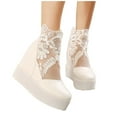 thumbnail image 1 of Jacenvly 2024 New Matsuke Thick Sole Raised Fish Mouth Ssandals Women's Sweet Lace Platform High Heels White Sandals for Women Clearance, 1 of 7