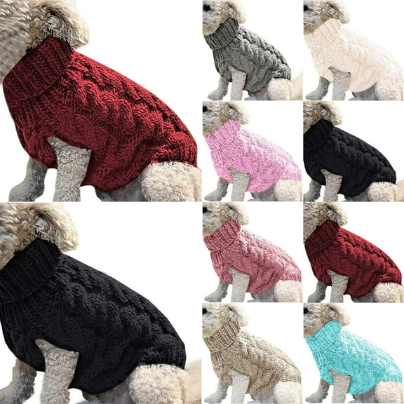 Jacenvly 2024 New Pet Essentials Fashiom Solid Winter Dog Sweater Knitted Warm Sleeveless Pet Clothes Red
