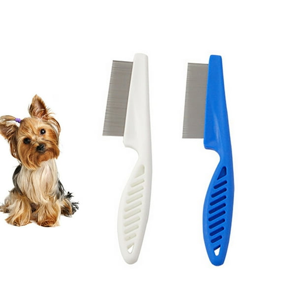 Jacenvly 2024 New Pet Supplies Pet Hair Grooming Comb Flea Shedding Brush Puppy Dog Stainless Comb Blue