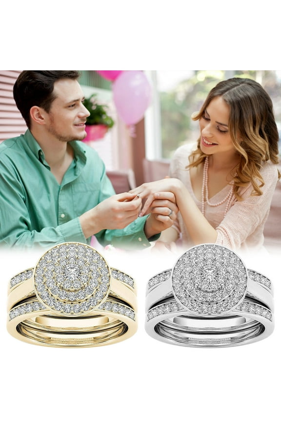 2024 New Rings For Women Womens Rings 2-In-1 Set Detachable Shiny Diamond Set Engagement Wedding Rings Inlaid Zircon Gifts For Her Silver