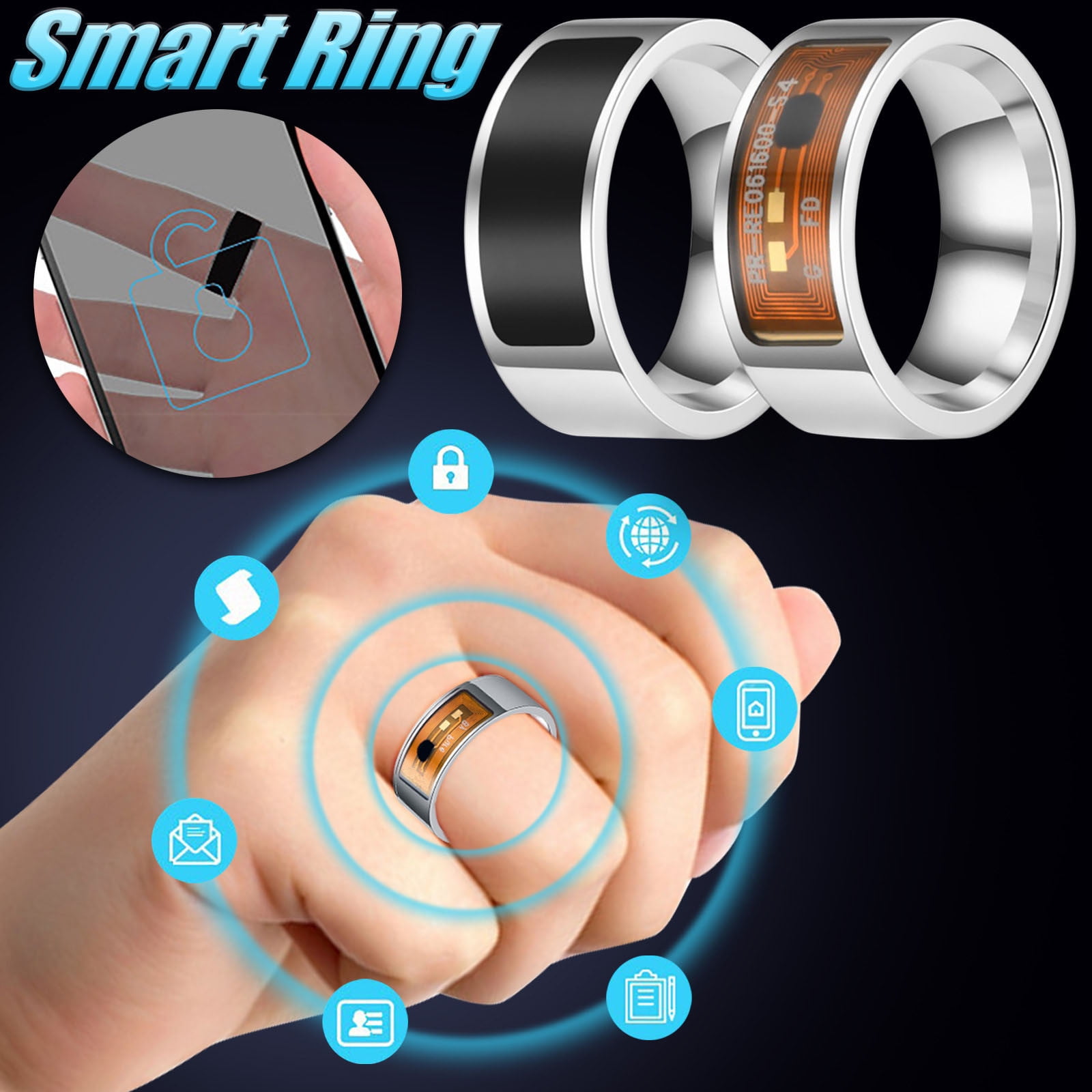 Jacenvly 2024 New Rings For Women Nfc Mobile Phone Smart Stainless ...