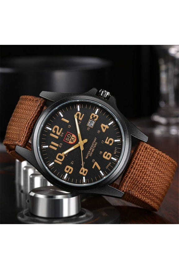 2024 New Smart Watch Couple Fashion Nylon Strap Analog Quartz Round Wrist Watch Watches Watch Batteries Brown
