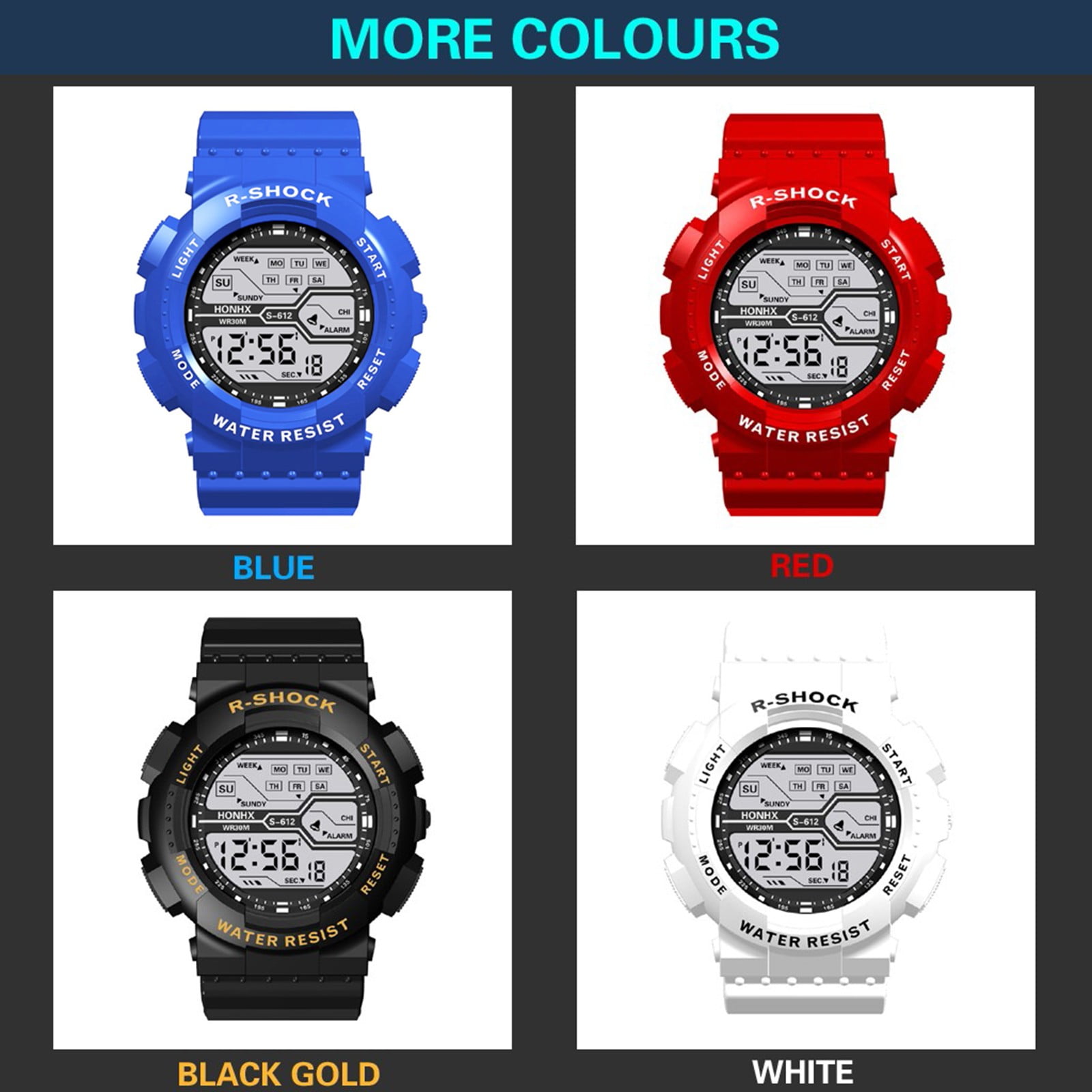 Jacenvly 2024 New Smart Watch Fashion Men's Lcd Digital Stopwatch Date ...