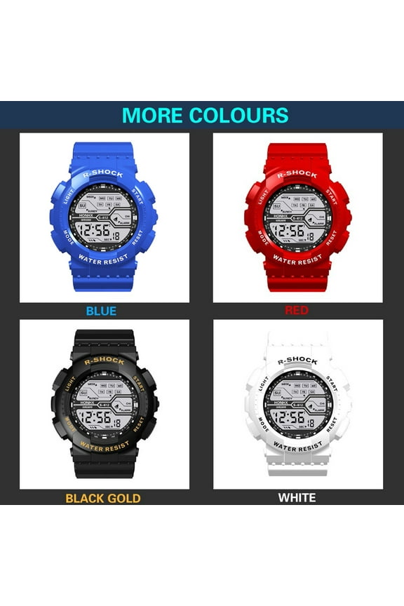 2024 New Smart Watch Fashion Men's Lcd Digital Stopwatch Date Rubber Sport Wrist Watch Watch Batteries Yellow