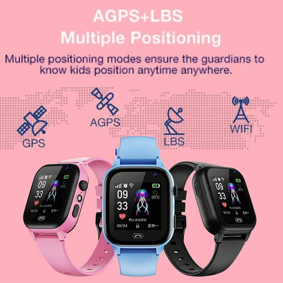 Jacenvly 2024 New Smart Watch S30 Smart Watch For Kids Girls Boys Children Equipped With Music Player Alarm Clock Camera Weather Calendar Birthday Gift Watch Batteries Pink