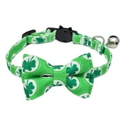 Jacenvly 2024 New St. Patrick'S Day Pet Collar For Puppies Cats Bow Tie with Bells Pet Tech