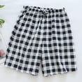 thumbnail image 1 of Jacenvly 2024 New Summer Mens Shorts Men Casual Plaid Solid Elastic Waist Cotton-Crepe Home Pants Shorts Skin-Friendly Leisure Beach Pants Gray, 1 of 6