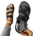 thumbnail image 1 of Jacenvly 2024 New Summer New Fashion Round Head Beach Roman Women's Sandals Black Sandals for Women, 1 of 5