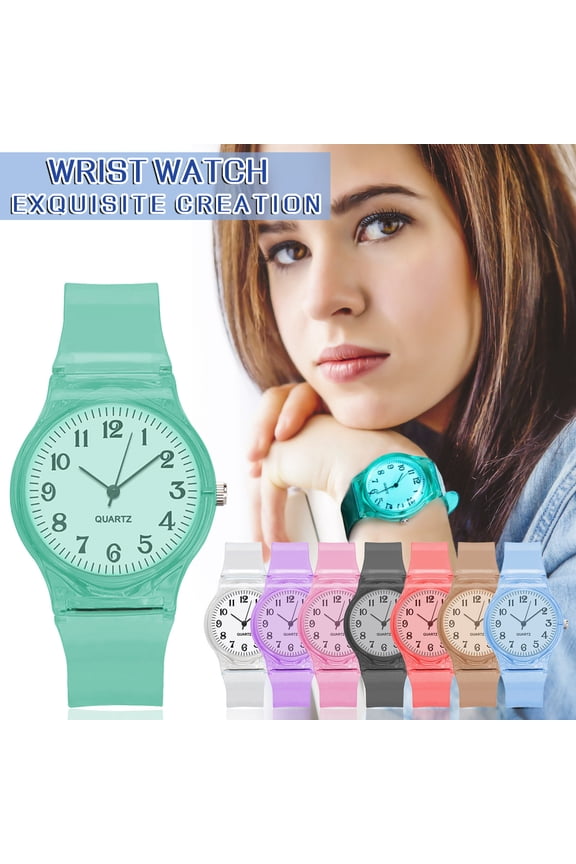 2024 New Watches For Men Transparent Color Plastic Pvc Strap Dial Ladies Fashion Quartz Watch Gifts For Him Red