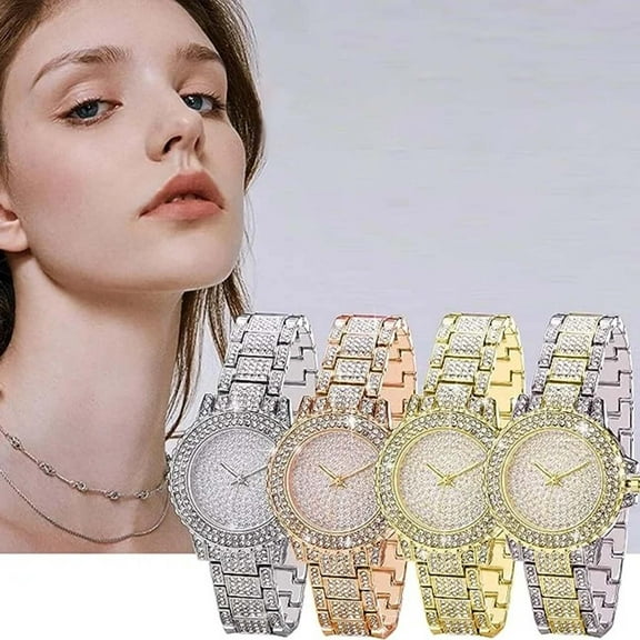 Jacenvly 2024 New Watches For Women Ladies Rhinestone Watch Gypsophila Diamond Steel Strap Bracelet Alloy Fashion Quartz Ladies Watch Gifts For Her A
