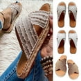 thumbnail image 1 of Jacenvly 2024 New Women Flats Shoes Denim Open Toe Slippers Breathable Comfortable Shoes Roman Sandals Brown Sandals for Women, 1 of 5