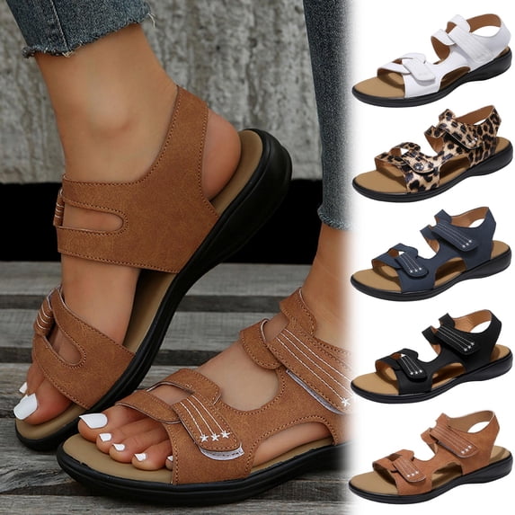 Jacenvly 2024 New Women's Flat Bottom Striped Shoes Lightweight Beach Sandals Casual Shoes Blue Sandals for Women