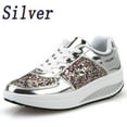 thumbnail image 1 of Jacenvly 2024 New Women's Ladies Wedges Sneakers Sequins Shoes Fashion Girls Sport Shoes Silver Sandals for Women, 1 of 8