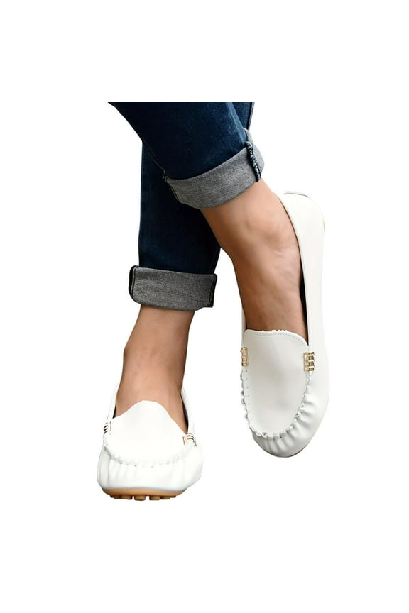 2024 New Women's Shallow Mouth Beans/Flat Heel/One Foot Lazy/Work Shoes White Sandals for Women