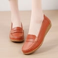 thumbnail image 1 of Jacenvly 2024 New Women's Shallow Mouth Peas Shoes Comfortable Flat Driving Shoes Casual Shoes Orange Sandals for Women, 1 of 3