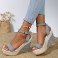 thumbnail image 1 of Jacenvly 2024 New Women's Summer Size Wedge Fish Mouth Roman Sandals Gray Sandals for Women, 1 of 1