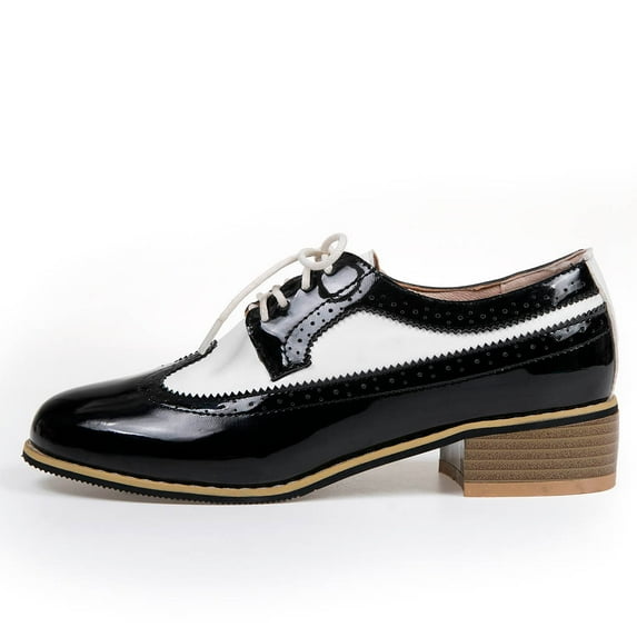Jacenvly 2024 New Women's Vintage British Style Single Shoes Carved Thick Heel Small Shoes Black Sandals for Women