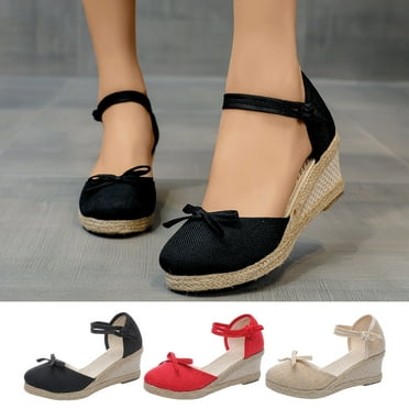 Jacenvly 2024 New Womens Wedge Sandals Closed Toe Buckle Strap Comfortable Casual Summer Platforms Beige Sandals for Women