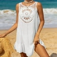 thumbnail image 1 of Jacenvly 2024 Swimdress for Women Plus Cover Up Clearance Comfortable Womens Bathing Suit Bikini Swimsuit Coverup Beach Crochet Loose Hollow Out Coverup Skirt Solid Fashion White, 1 of 5