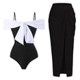 thumbnail image 1 of Jacenvly 2024 Swimsuit Women Two Piece Quick Drying Surfing Swimwear New Women'S French Retro Belly Covering and Slimming Two-Piece Swimsuit Beach Skirt Black, 1 of 10