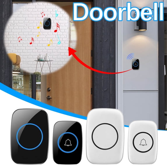 Jacenvly 2024 Valentines Day Decor Wireless Doorbell Household Electronic Remote Control Digital Dingdong Doorbell Children And Elderly Wireless Pager Bathroom Decor White