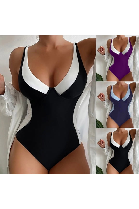 2024 Womens One-Piece Swimsuit Quick Drying Woman and Fashionable Beach Swimsuit with Printed Summer Swimsuit Multicolor Trendy Womens Swimwear Plus Size Black